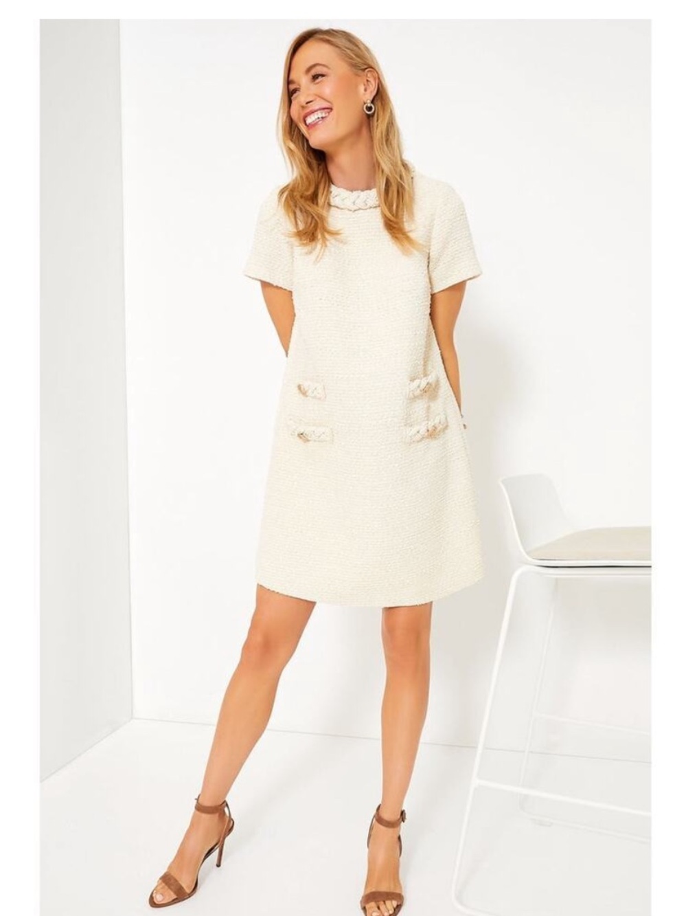 TUCKERNUCK Pearl White Tweed Jackie Dress XXL perfect condition smoke pet free